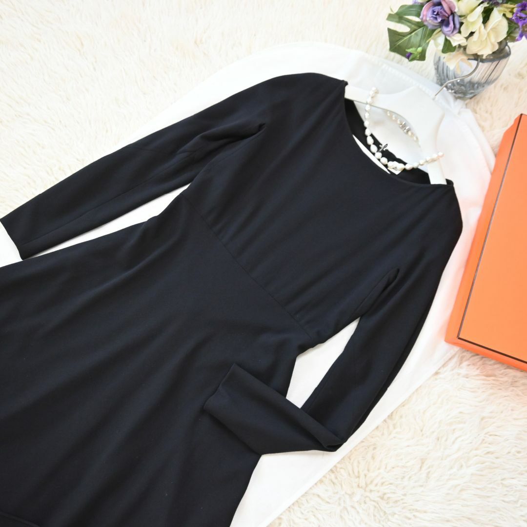★HERMES★極美品★最高級ヴァージンウール★フレアー★ロングワンピース