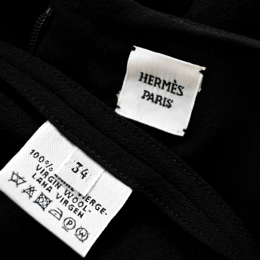 ★HERMES★極美品★最高級ヴァージンウール★フレアー★ロングワンピース