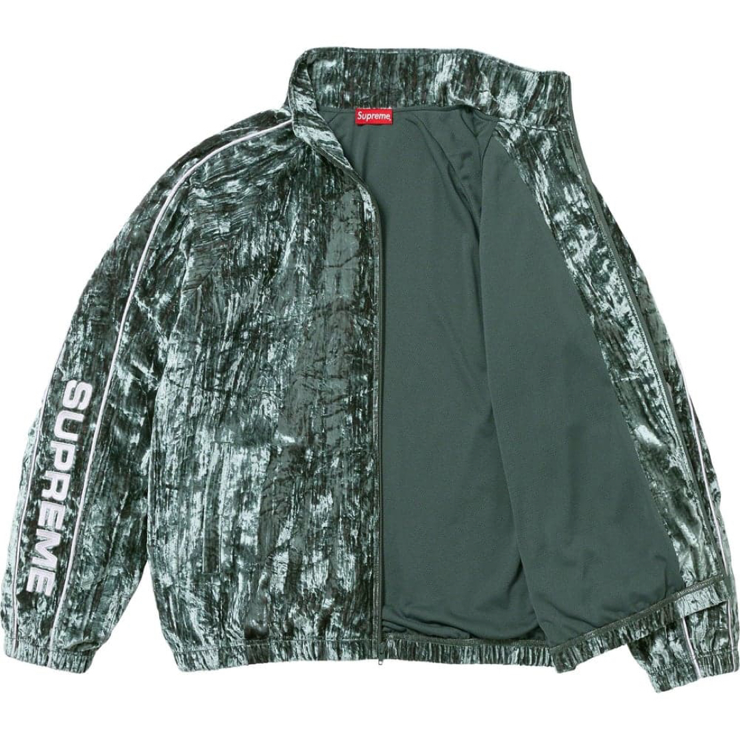 M 青 Supreme Crushed Velvet Track Jacket