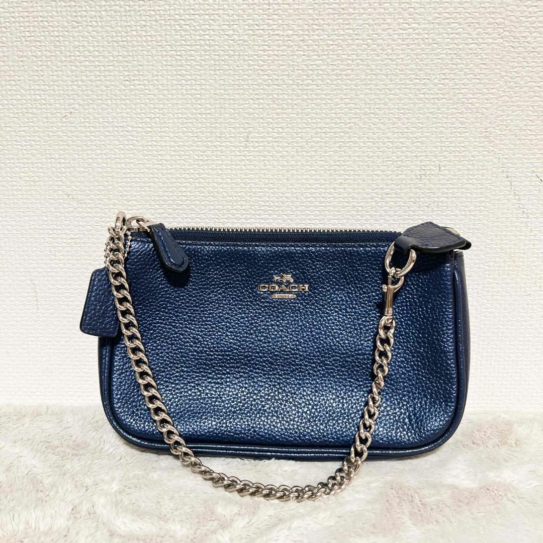 美品 COACH コーチ ショルダー バッグ ブルー