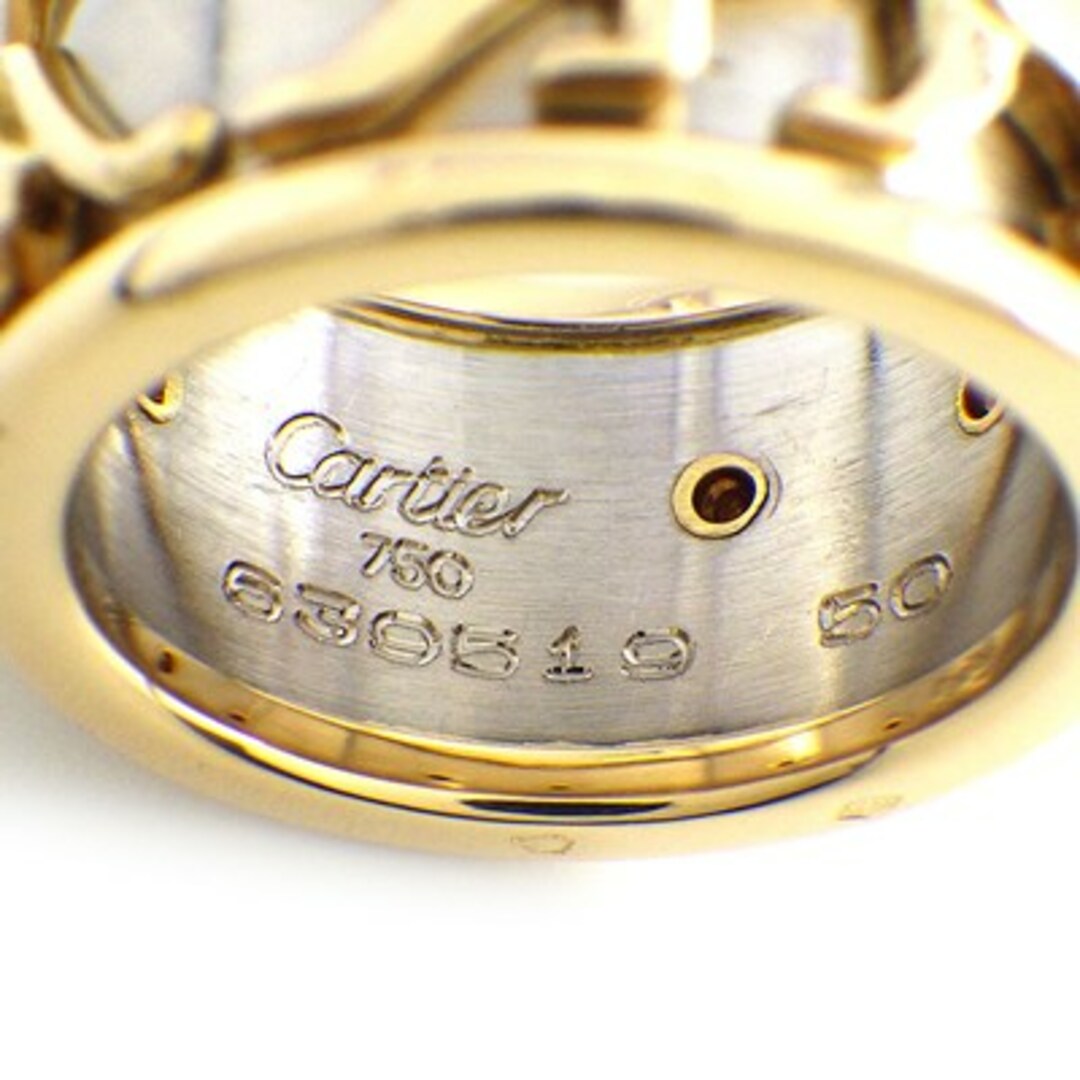 Cartier(カルティエ)のカルティエ Cartier リング マハンゴ パンサーモチーフ K18YG K18WG 8.5号 / #50 【中古】 レディースのアクセサリー(リング(指輪))の商品写真