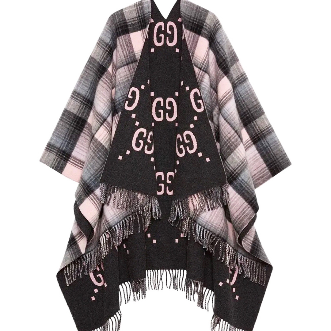 GUCCI ポンチョ ケープ ピンク×グレー-
