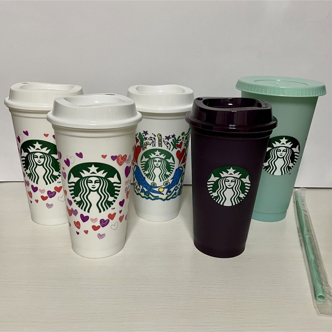 Starbucks(スターバックス)の【新品未使用】Starbucks カラーチェンジング リユーザブルカップ 5点☆ インテリア/住まい/日用品のキッチン/食器(グラス/カップ)の商品写真