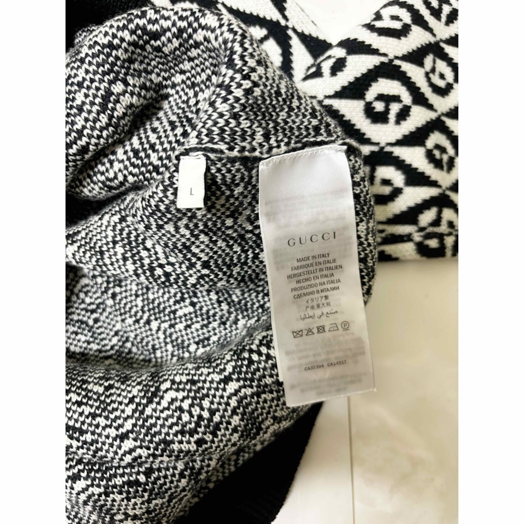 Gucci(グッチ)のGUCCI グッチ ニット セーター 総柄 ブラック ホワイト オーバーサイズ メンズのトップス(ニット/セーター)の商品写真