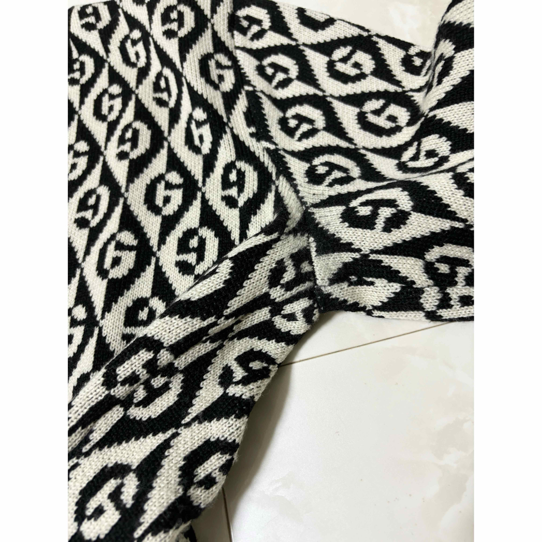 GUCCI グッチ ニット セーター 総柄 ブラック ホワイト オーバーサイズ