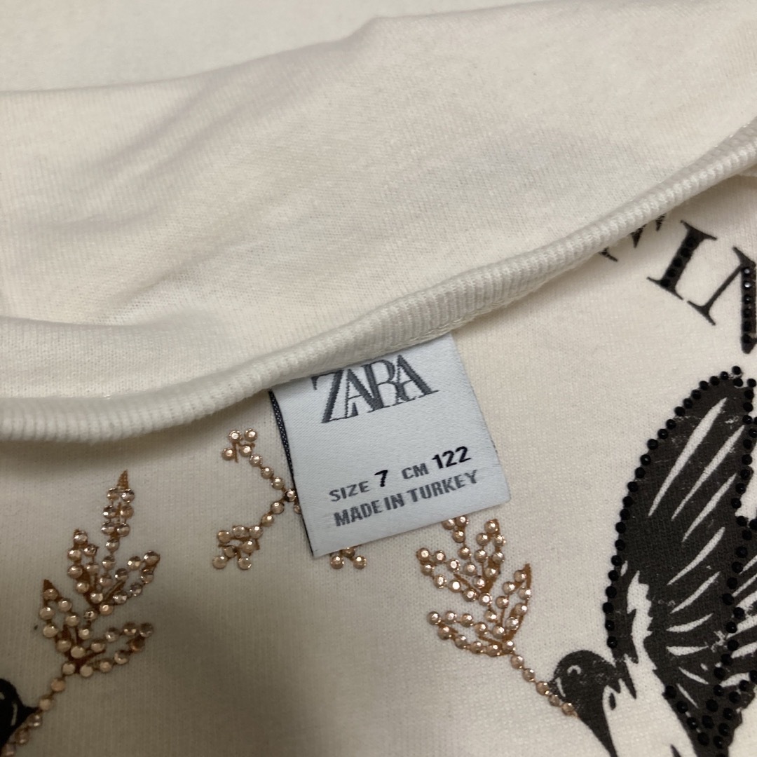 ZARA KIDS(ザラキッズ)のZARAバードプリントTシャツカットソー キッズ/ベビー/マタニティのキッズ服女の子用(90cm~)(Tシャツ/カットソー)の商品写真