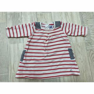 プチバトー(PETIT BATEAU)のプチバトー ワンピース ボーダー 6m 67cm スウェット 厚手 長袖(ワンピース)