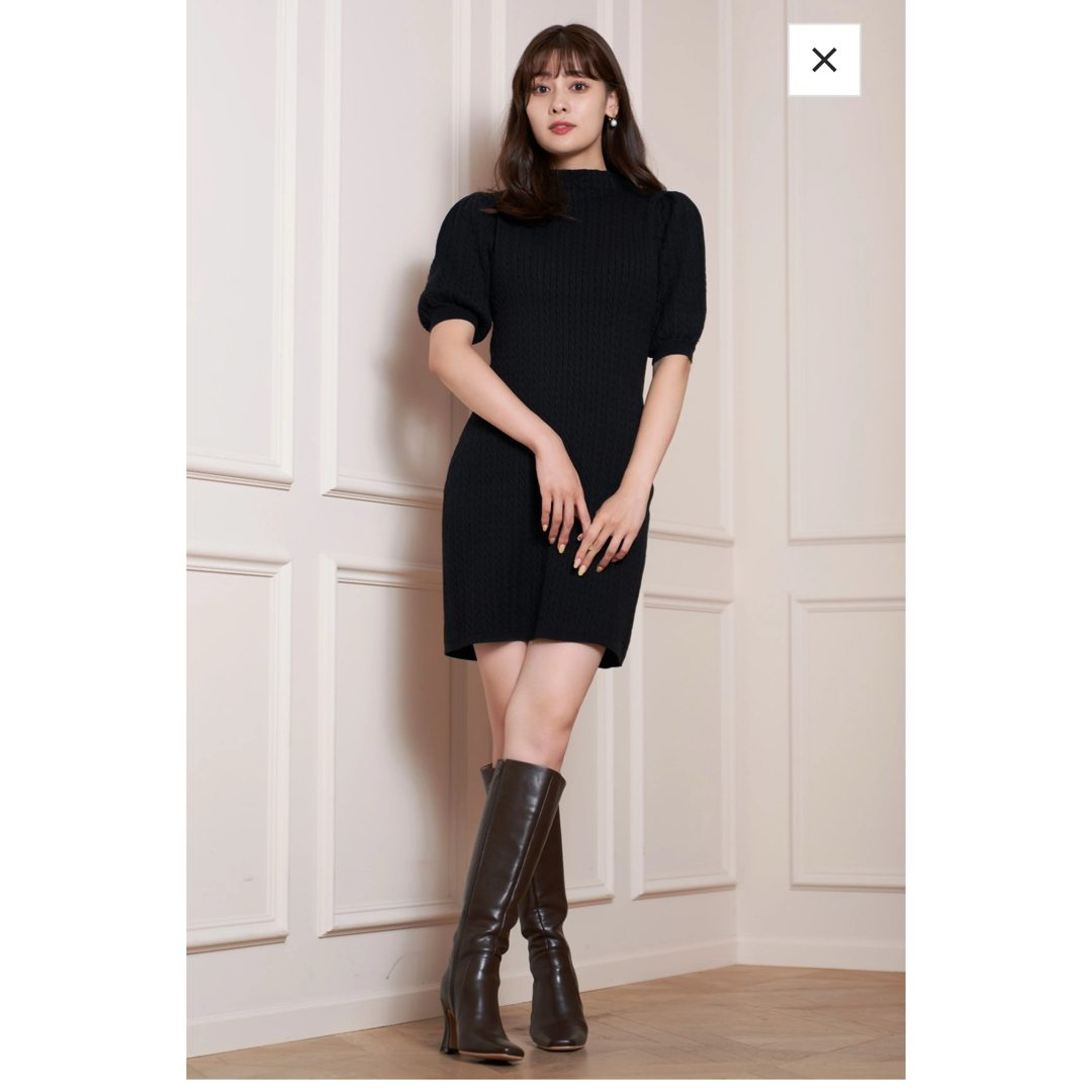 Puff Sleeve Cable Knit Dress