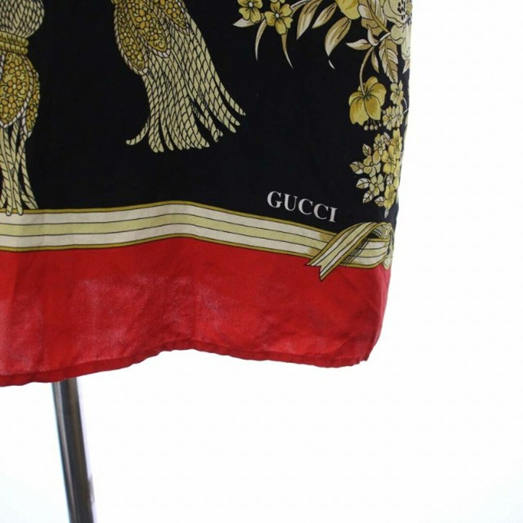 Gucci(グッチ)のグッチ 2018年製 ノースリーブワンピース ミニ 総柄 シルク100％ 黒 レディースのワンピース(ミニワンピース)の商品写真