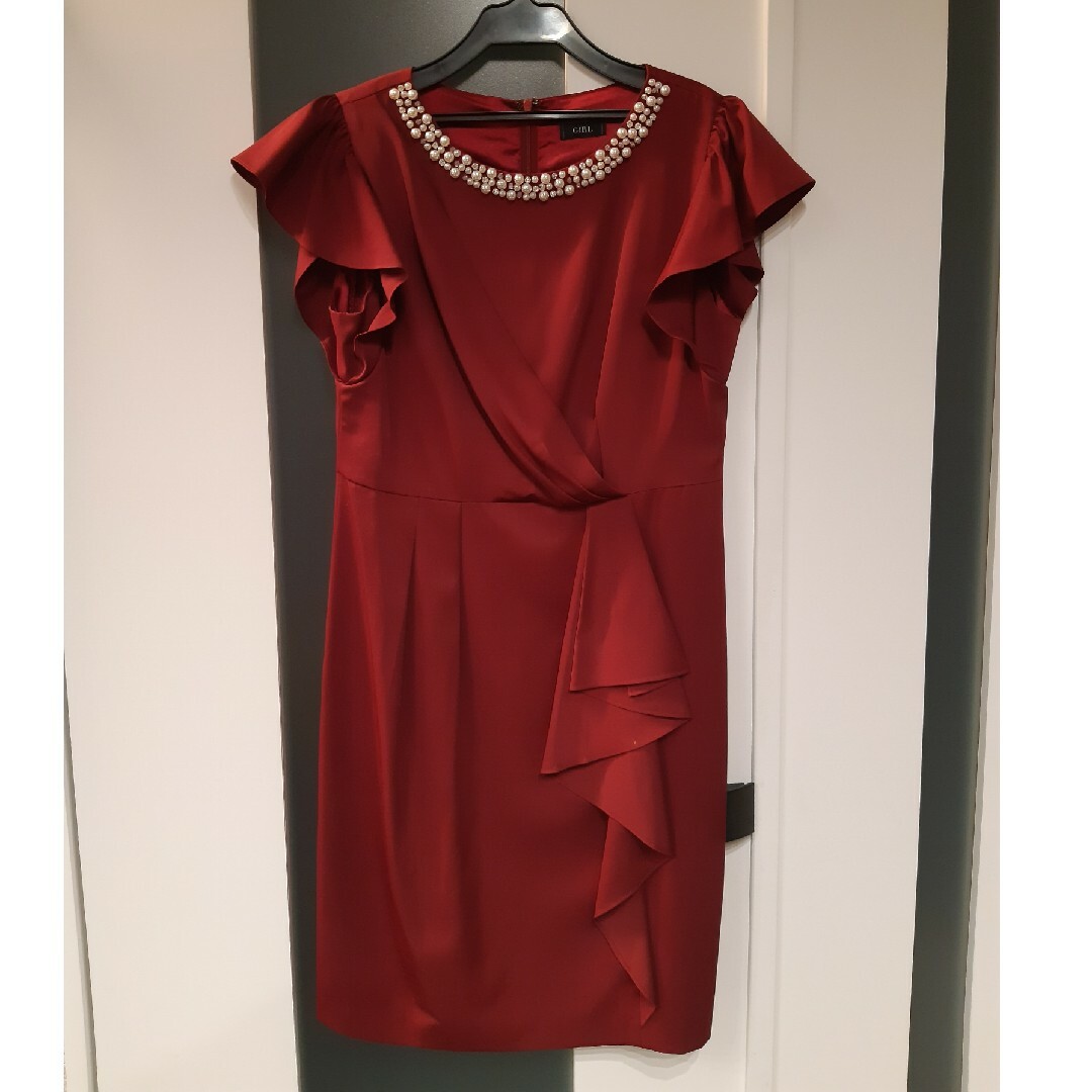 【843様専用】パーティードレス　赤 レディースのフォーマル/ドレス(ミディアムドレス)の商品写真