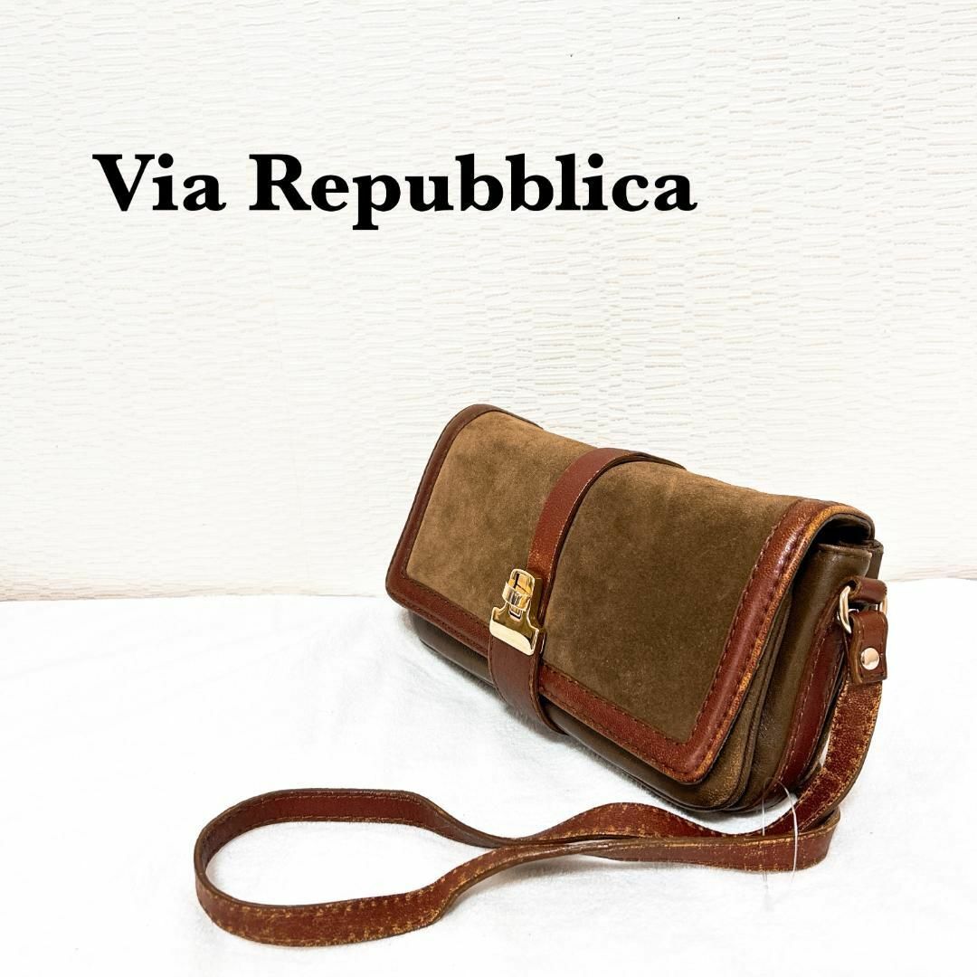 Via Repubblica(ヴィアリパブリカ)の美品✨Via Repubblicaヴィアリパブリカショルダーバッグブラウン茶 レディースのバッグ(ショルダーバッグ)の商品写真