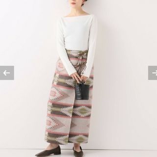 美品【R'IAM PLAGE】プラージュ ナバホツイード ロングスカート - ひざ