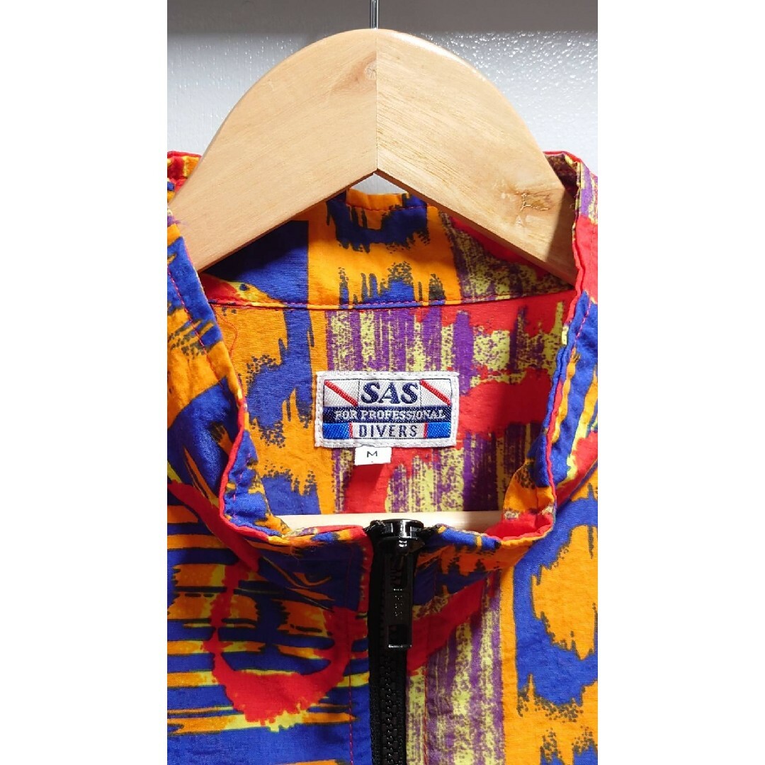 SAS(エスエーエス)の90’s SAS 総柄 ナイロン トラック ジャケット マルチカラー M メンズのジャケット/アウター(ブルゾン)の商品写真