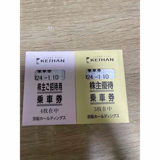 京阪　乗車券　7枚　2024/1/10まで有効(鉄道乗車券)