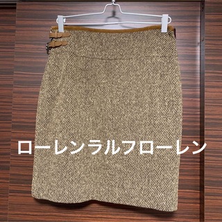 ラルフローレン(Ralph Lauren)の新品タグ付き　ローレンラルフローレン　ツイードニットスカート　サイズ2(ひざ丈スカート)