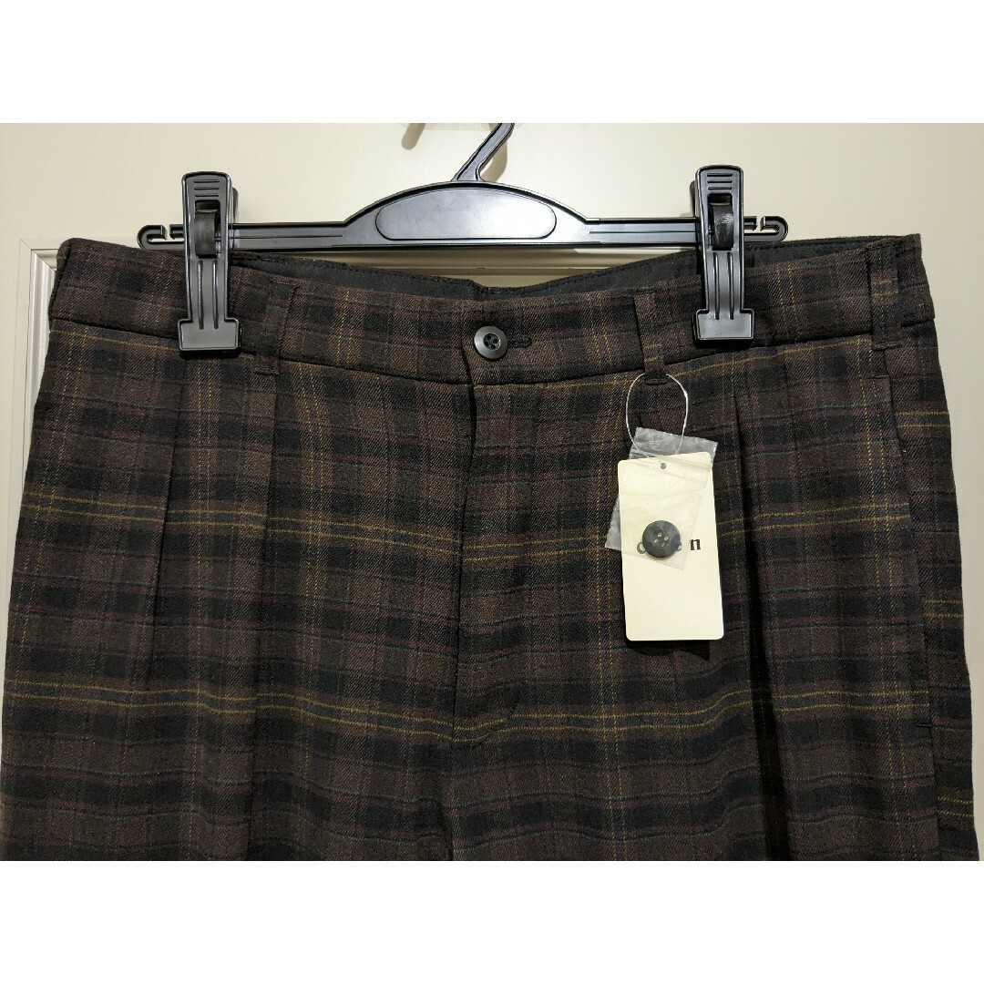 coen(コーエン)のコーエン　濃い　茶　ダーク　ブラウン　チェック　柄　テーパード　ワイド　パンツ メンズのパンツ(スラックス)の商品写真