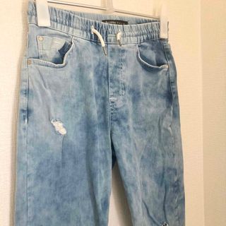 Bershkaベルシュカ　デニムジョガーパンツ　ケミカルウォッシュ　XXL相当