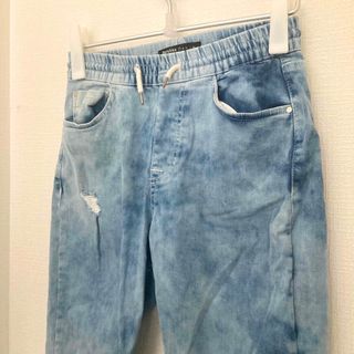 Bershkaベルシュカ　デニムジョガーパンツ　ケミカルウォッシュ　XXL相当