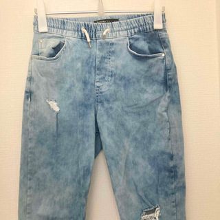 Bershkaベルシュカ　デニムジョガーパンツ　ケミカルウォッシュ　XXL相当