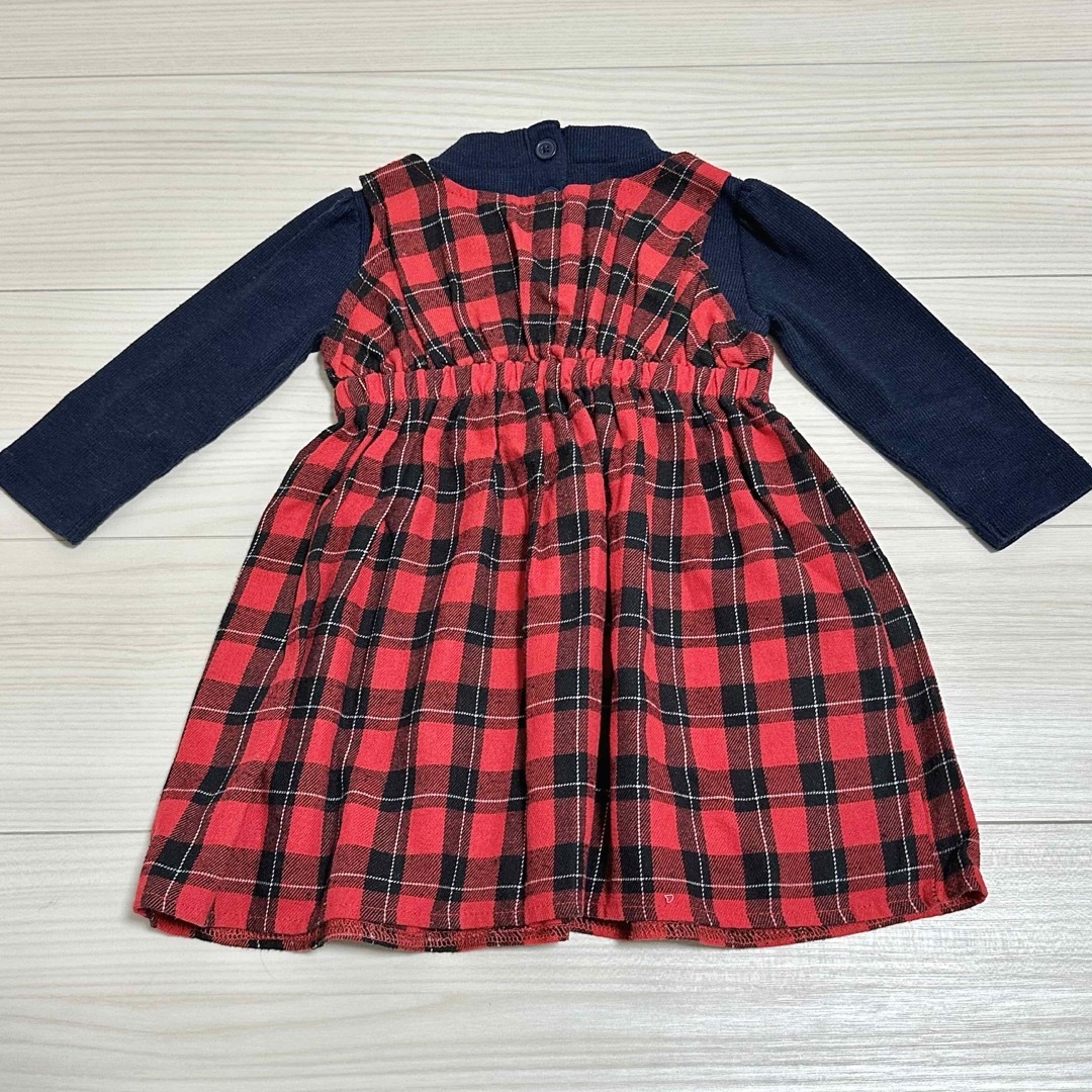 AEON(イオン)のTOPVALU トップバリュ　レイヤードチェック柄ワンピース　 キッズ/ベビー/マタニティのキッズ服女の子用(90cm~)(ワンピース)の商品写真