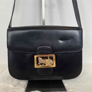 セリーヌ(celine)のセリーヌ 馬車金具 ショルダーバッグ 斜めがけ レザー 黒(ショルダーバッグ)