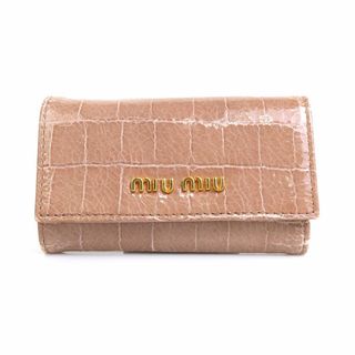 ミュウミュウ MIUMIU キーケース レザー グレー ゴールド レディース 5PG222 送料無料 54969f