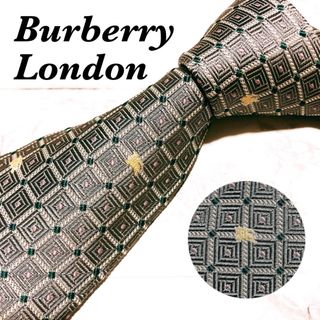 バーバリー(BURBERRY)のBUBERRY LONDON ネクタイ　ホースロゴ　格子柄　グレー(ネクタイ)