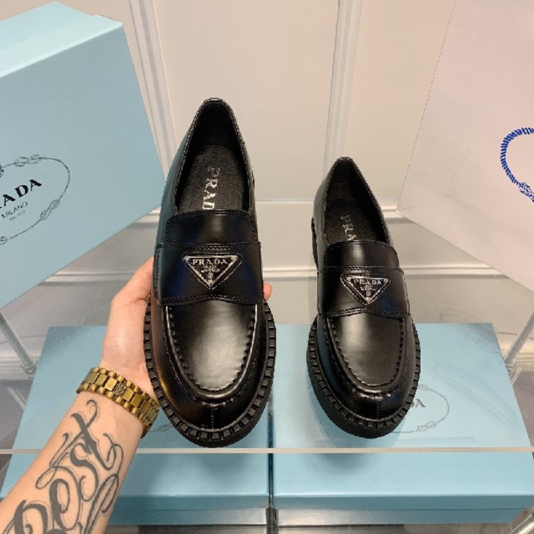 PRADA プラダ 27.5cm 9.5 1151 ローファー 黒 - ドレス/ビジネス