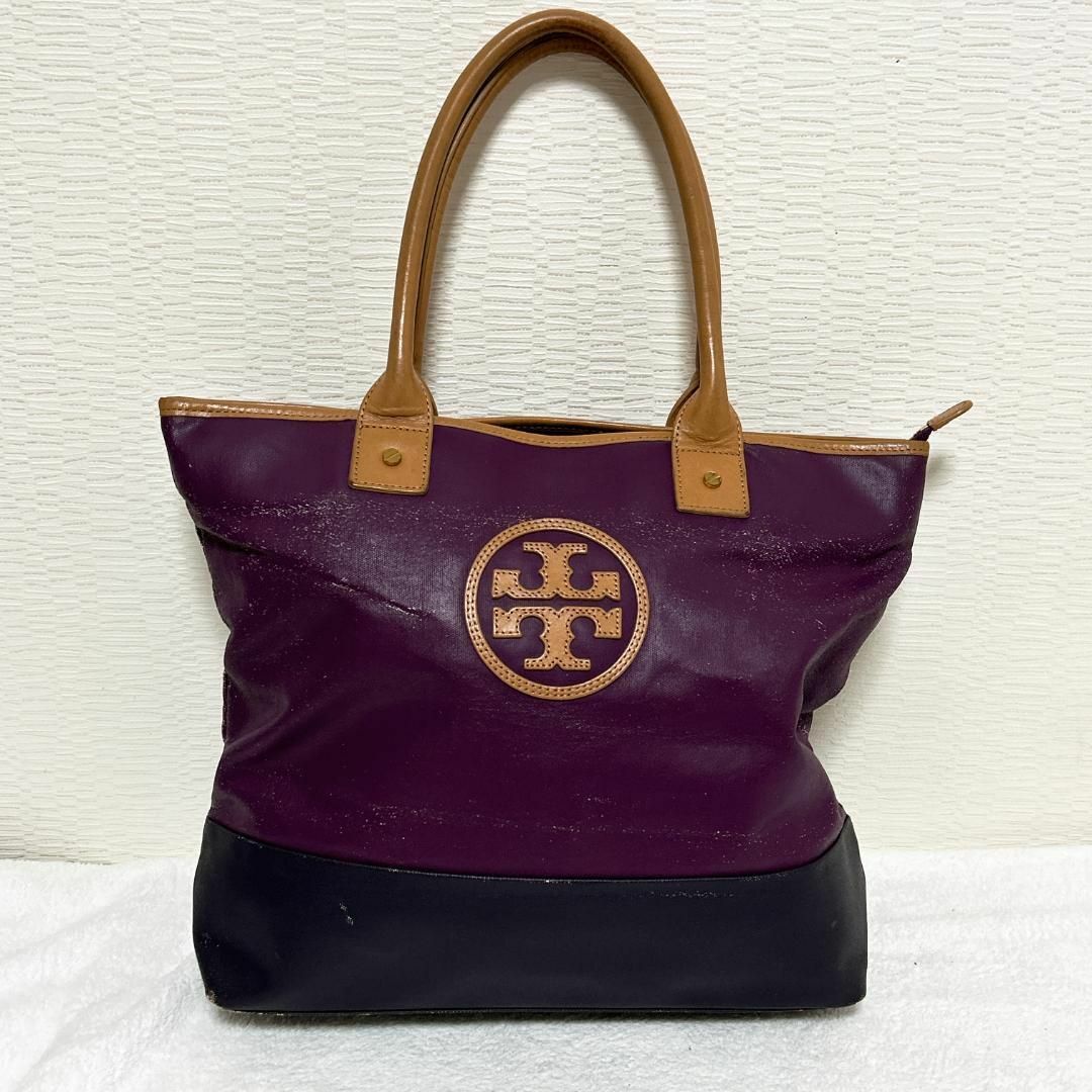 トリーバーチ　トートバッグ　バッグ　tory burch 紫　パープル