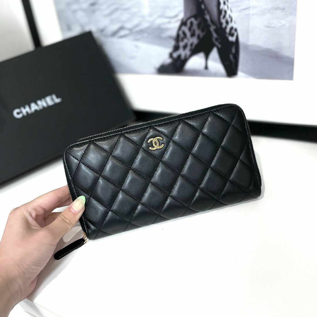 CHANEL シャネル ラムスキン マトラッセ 長財布 ブラック 新型