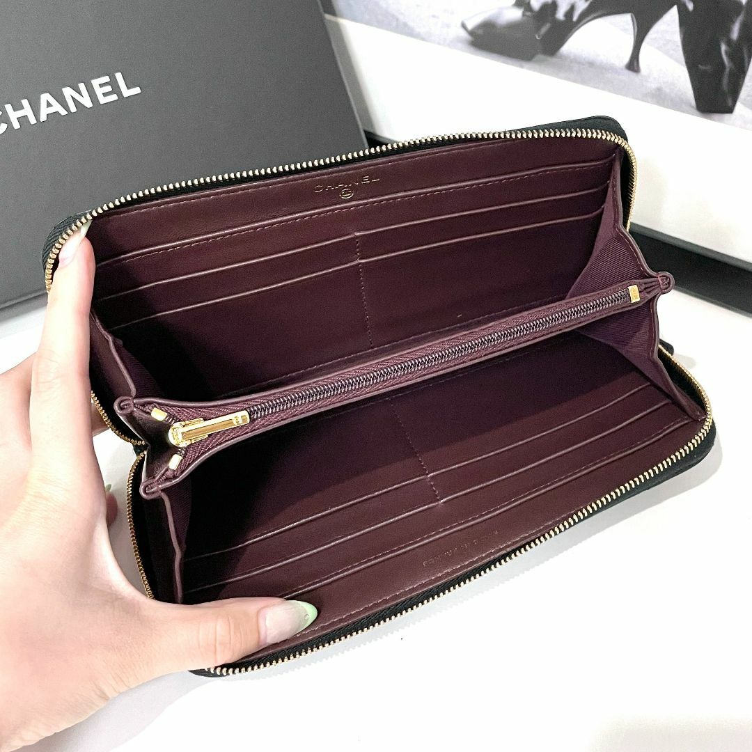 CHANEL シャネル ラムスキン マトラッセ 長財布 ブラック 新型