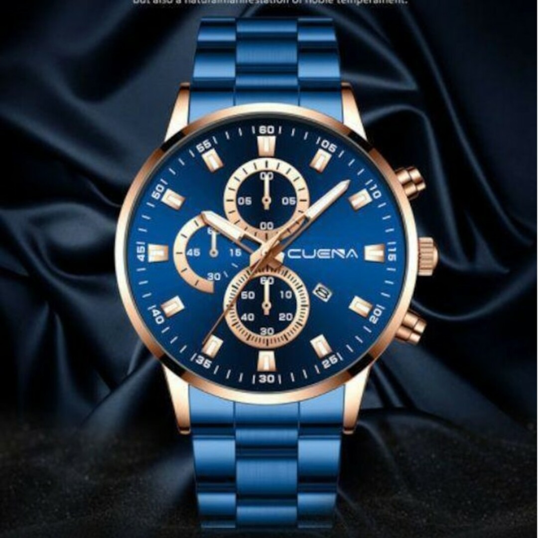 0395 新品 クロノグラフCUENA☆腕時計メンズ ステンレス メンズの時計(腕時計(アナログ))の商品写真