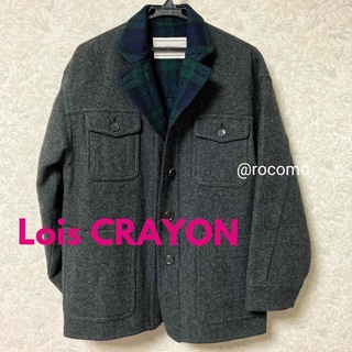 ロイスクレヨン(Lois CRAYON)のロイスクレヨン　ダブルフェイス　チェック柄圧縮ウールCPOジャケットコート　M(ピーコート)