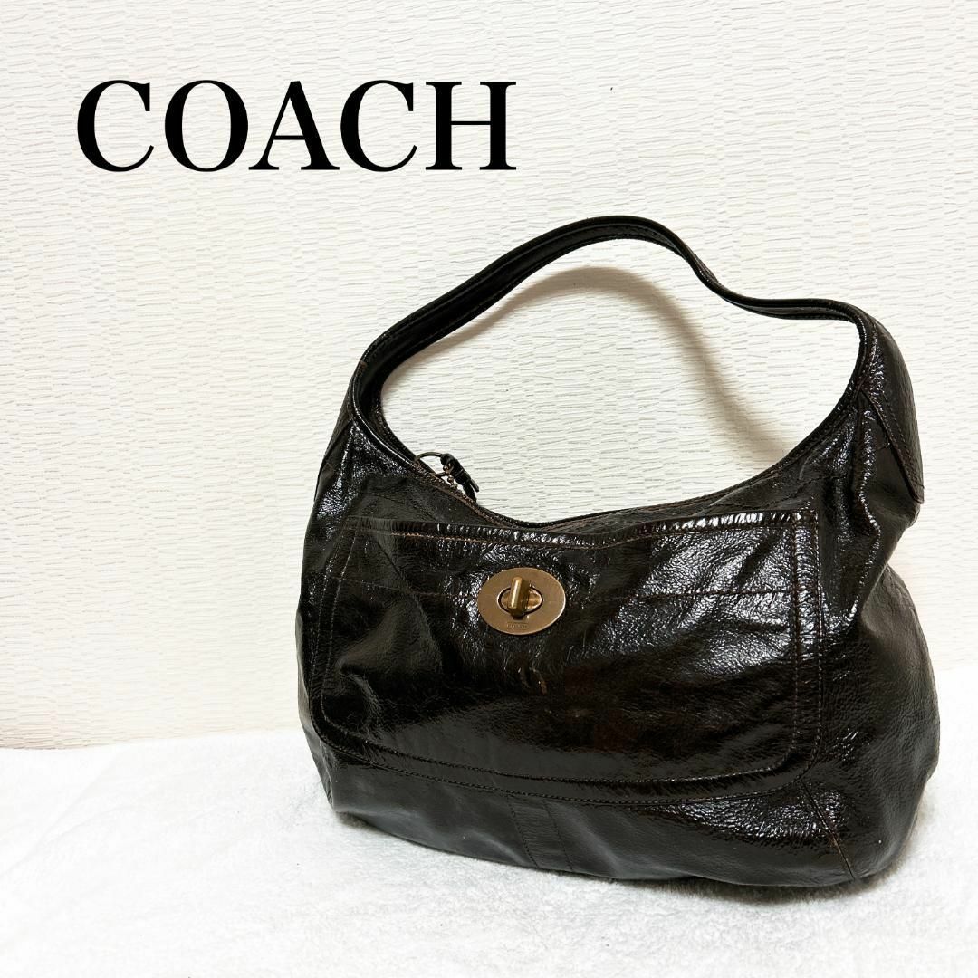 レア✨COACH コーチセミショルダーバッグトートバッグブラウン茶ターン