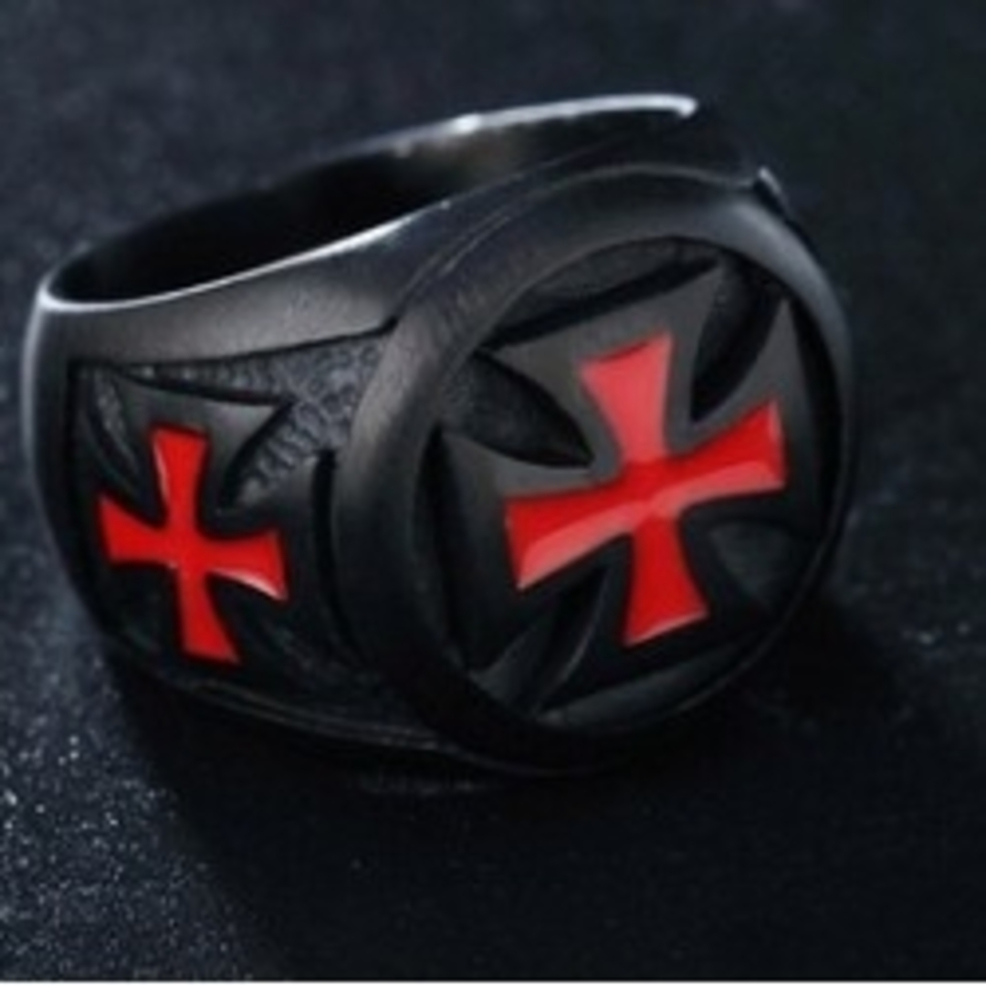 【R125】リング メンズ ブラック レッド 十字架 おしゃれ 指輪 18号 メンズのアクセサリー(リング(指輪))の商品写真