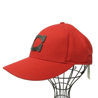 コーチ(COACH)のコーチ COACH タグ付 レザーロゴワッペン ベースボールキャップ 帽子 赤(その他)