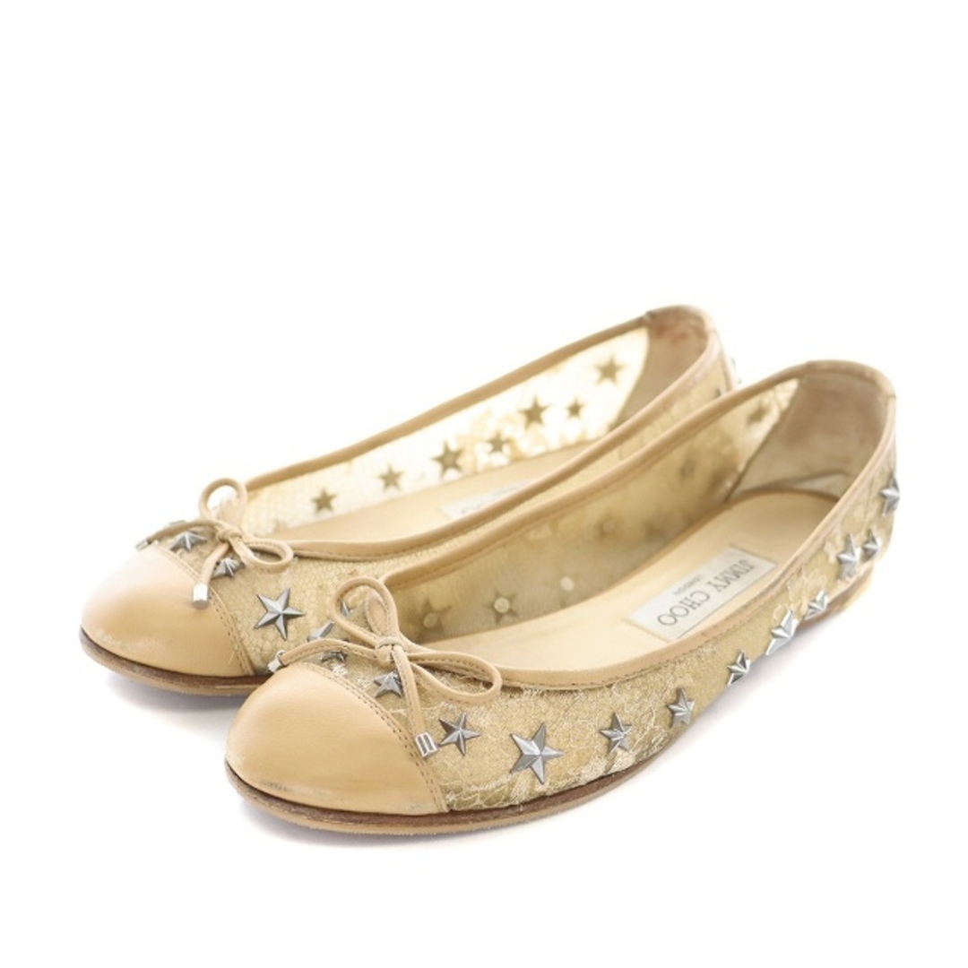 ジミーチュウ　JIMMY CHOO フラットパンプス　星　シルバー