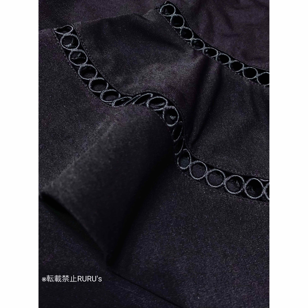 新品 TED BAKER カットアウト刺繍レース×フレアスリーブ ワンピース 黒