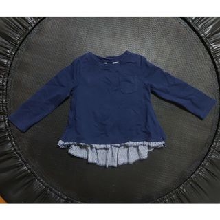 ベビーギャップ(babyGAP)のネイビー×チェックフリル　カットソー100cm(Tシャツ/カットソー)