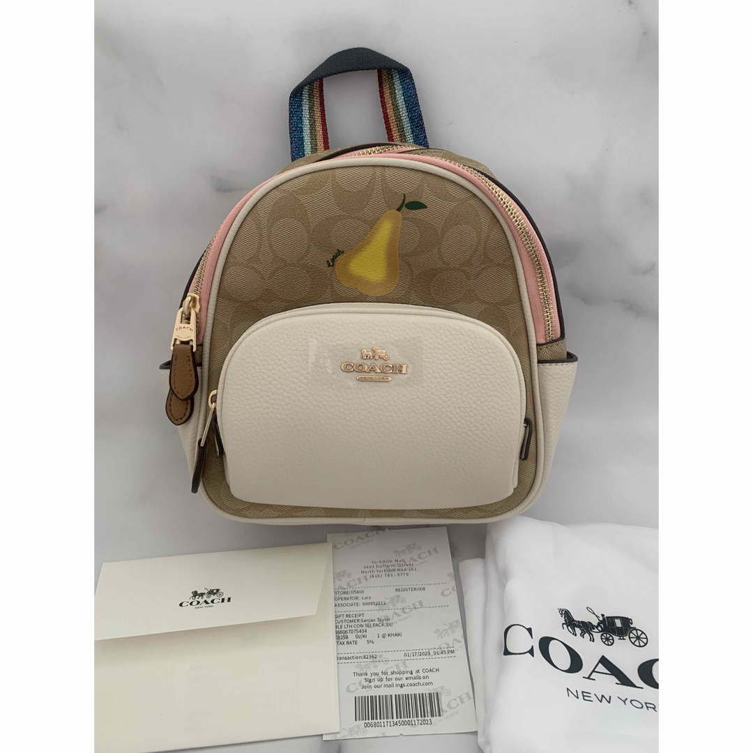 新品未使用 COACH コーチ ミニ コート バックパック リュック 洋梨-