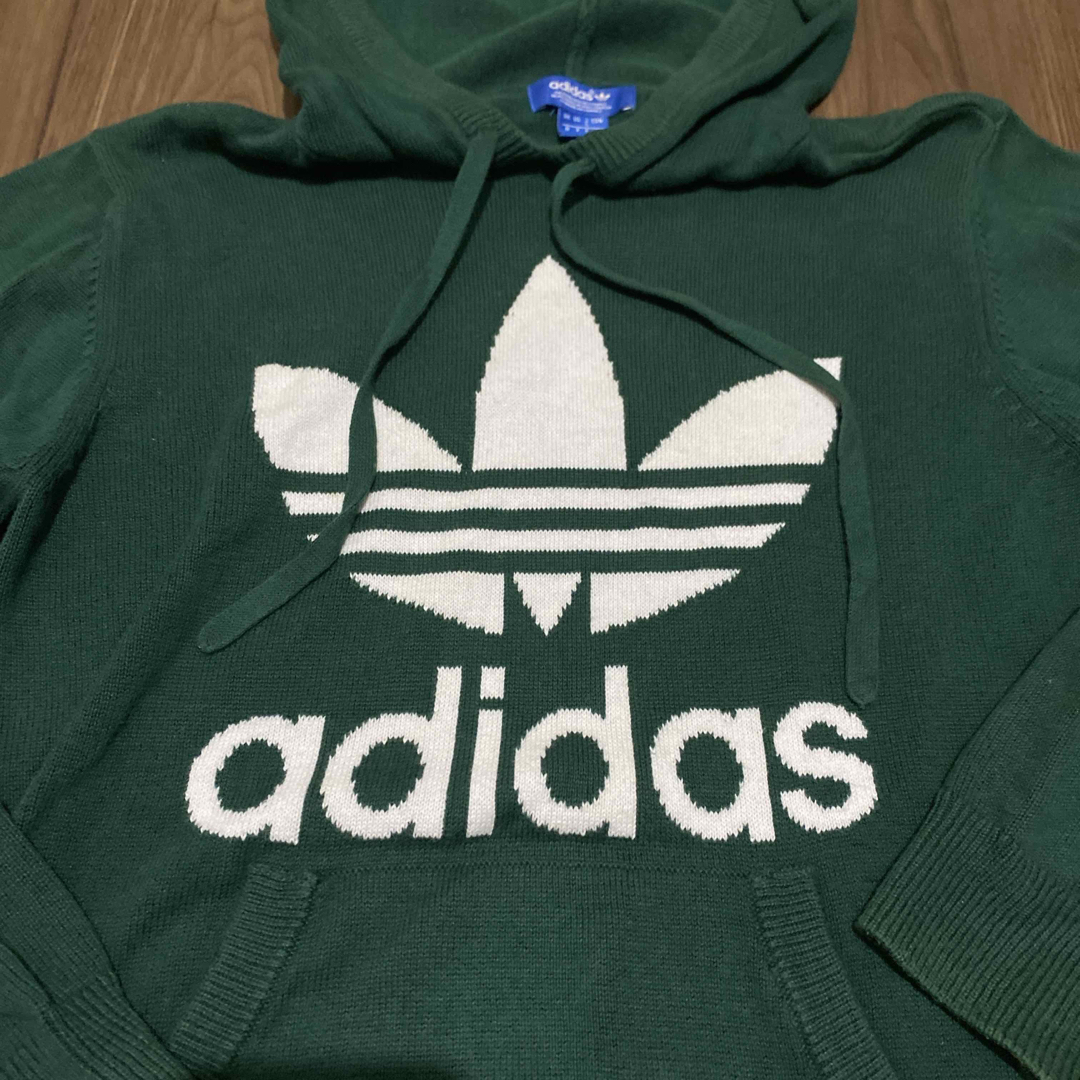 adidas(アディダス)のadidas アディダス　ニットパーカー グリーン　S レディースのトップス(パーカー)の商品写真