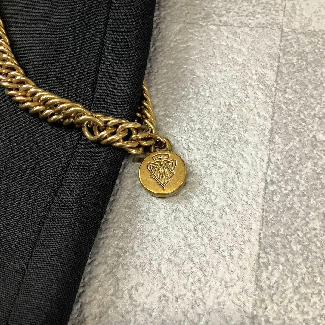 美品】GUCCI ゴールド チェーン チャーム ミニスカート ブラック 美品】GUCCI ゴールド チェーン チャーム ミニスカート ブラック