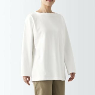 ムジルシリョウヒン(MUJI (無印良品))の太番手ボートネック長袖Ｔシャツ(カットソー(長袖/七分))