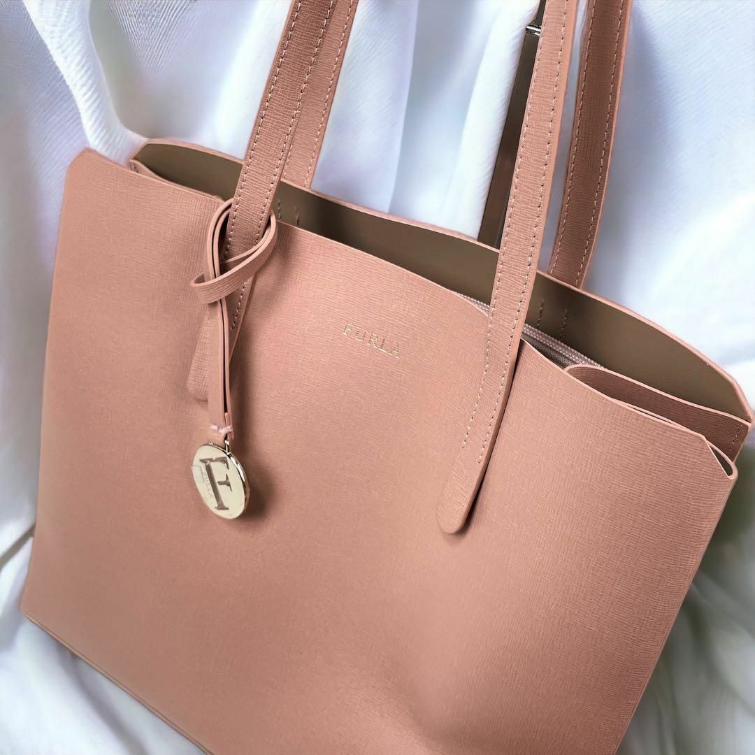 極美品 ほぼ新品 FURLA フルラ ピンク シンプル トートバッグ 仕事 通勤