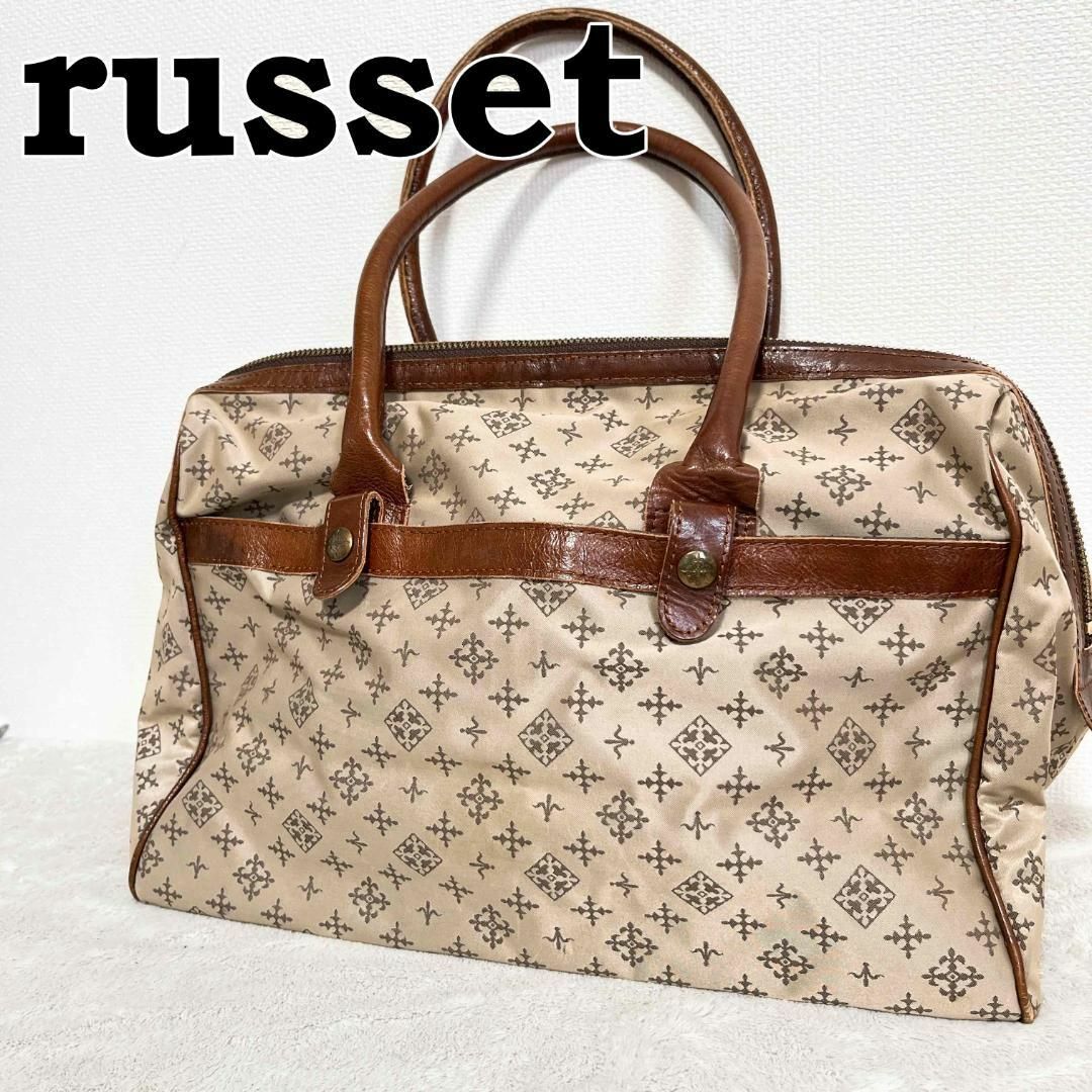 美品✨russet ラシットセミショルダーバッグトートバッグ総柄ブラウン