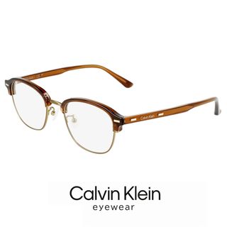 カルバンクライン(Calvin Klein)の【新品】 メンズ カルバンクライン メガネ ck23122lb-200 50mm calvin klein 眼鏡 男性用 めがね チタン メタル フレーム ブロー 型 タイプ 茶色 ブラウン(サングラス/メガネ)