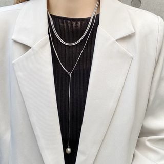 アメリヴィンテージ(Ameri VINTAGE)のnew【シルバー】ステンレス　マルチウェイ　スネークチェーン　パールネックレス(ネックレス)