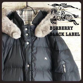 バーバリーブラックレーベル(BURBERRY BLACK LABEL)のバーバリーブラックレーベル 刺繍入り ジャケット ラビットファー(ダウンジャケット)