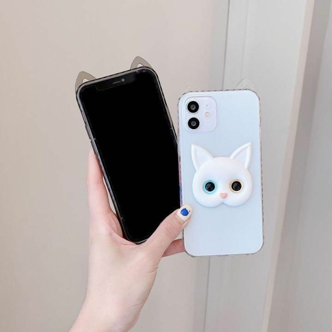 iPhone12 ケース 猫 ねこ ホワイト かわいい 量産型 韓国の通販 by s