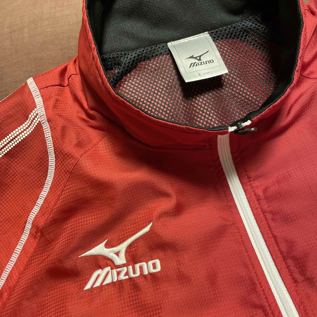 ミズノMIZUNO セットアップ ナイロン ウィンドブレーカー レッド メッシュ